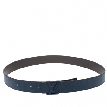 مملوكة مسبقًا Louis Vuitton Blue Taiga Leather Initiales Belt 100CM