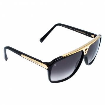 Pre Owned Louis Vuitton Black/Gold Z0350W Evidence Square Sunglasses