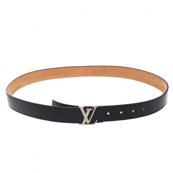 Pre Owned Louis Vuitton Black Epi Leather Initials Belt 95CM