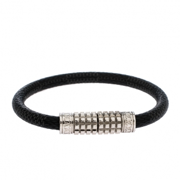 Pre Owned Louis Vuitton Damier Graphite Canvas Digit Bracelet 17 cm