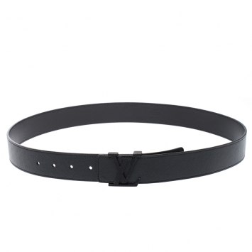 Pre Owned Louis Vuitton Black Taiga Leather LV Initiales Belt 95CM
