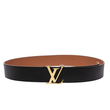 مملوكة مسبقًا Louis Vuitton Black/Brown Leather Initiales Belt 90CM