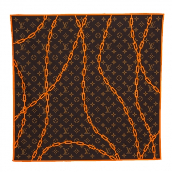 مملوكة مسبقًا Louis Vuitton Brown & Orange Monogram Solar Ray Cotton Bandana 