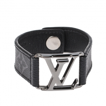 Pre Owned Louis Vuitton Monogram Eclipse Canvas Hockenheim Bracelet Size 21