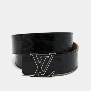 Pre Owned Louis Vuitton Black Electric Epi Leather LV Initiales Belt 90 CM