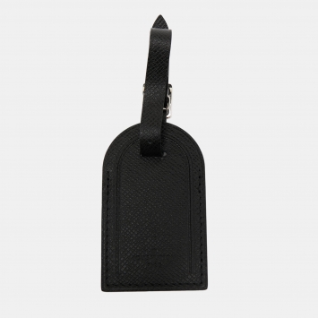 Pre Owned Louis Vuitton Black Taiga Leather Luggage Name Tag