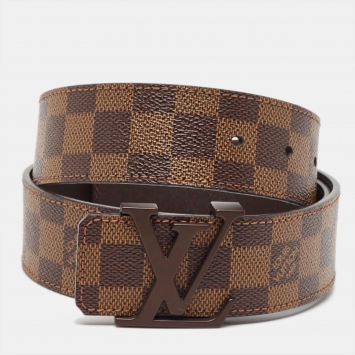 Pre Owned Louis Vuitton Damier Ebene Canvas LV Initials Belt 90CM