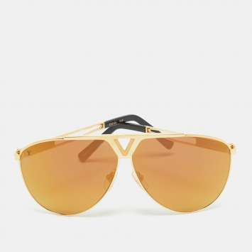 Pre Owned Louis Vuitton Gold Mirrored  Z2314U Tonca Aviator Sunglasses