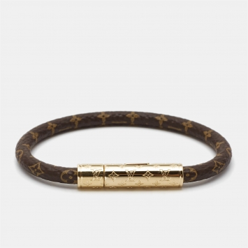 Pre Owned Louis Vuitton Monogram Coated Canvas Gold Tone Bracelet