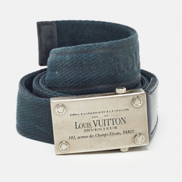 Pre Owned Louis Vuitton Blue Canvas Inventeur Belt 100CM