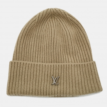 Pre Owned Louis Vuitton Beige Cashmere Knit Beannie 