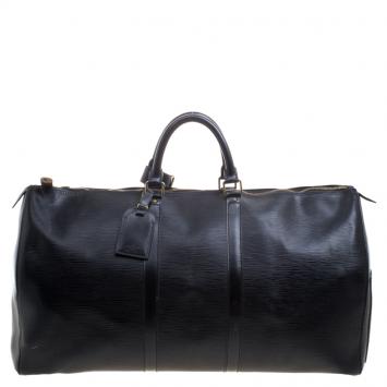 Pre Owned Louis Vuitton Black Epi Leather Keepall 55