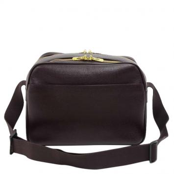 Pre Owned Louis Vuitton Burgundy Taiga Leather Reporter PM Bag