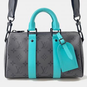 مملوكة مسبقًا Louis Vuitton Keepall Bandouliere Turquoise/Noir Monogram Eclipse Reverse Size 25