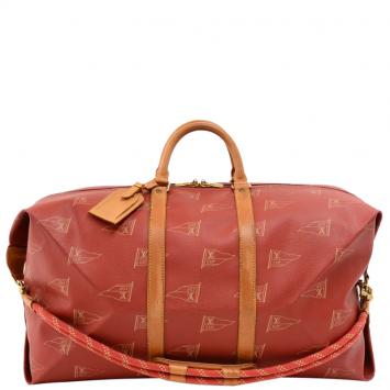 Pre Owned Louis Vuitton Red Coated Canvas Vintage 1995 LV Cup Duffel Bag