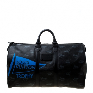 Pre Owned Louis Vuitton Black Coated Canvas Limited Edition 049/200 Dubai Keepall Bandouliere 55 Bag