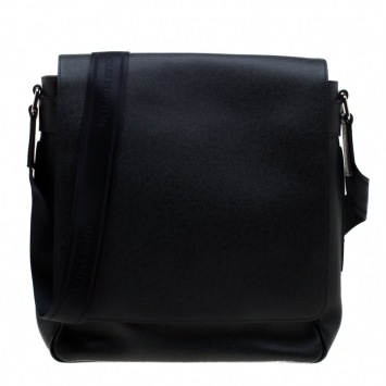 Pre Owned Louis Vuitton Navy Blue Taiga Leather Roman MM Bag