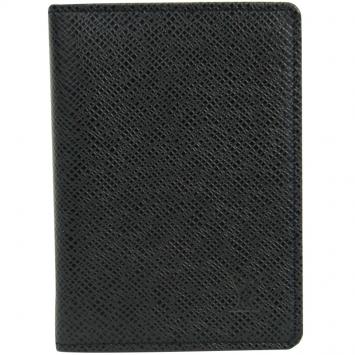 Pre Owned Louis Vuitton Black Taiga Leather Card Case