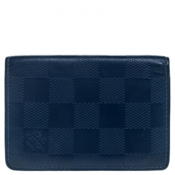 Pre Owned Louis Vuitton Blue Damier Infini Leather Pocket Organizer 