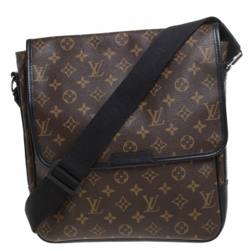 Pre Owned Louis Vuitton Monogram Macassar Canvas Bass MM Messenger Bag