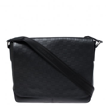Pre Owned Louis Vuitton Onyx Damier Infini Leather District MM Bag