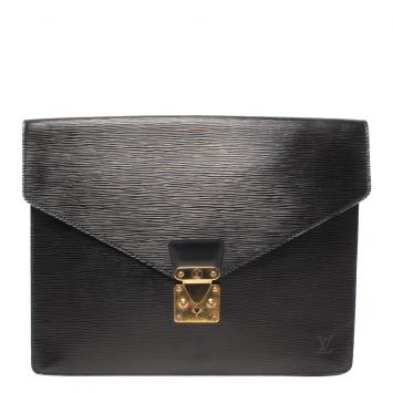 Pre Owned Louis Vuitton Noir Epi Leather Porte Documents Senateur Document Case