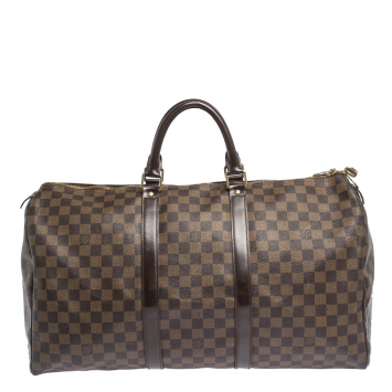 Pre Owned Louis Vuitton Damier Ebene Canvas Keepall Bandouliere 50