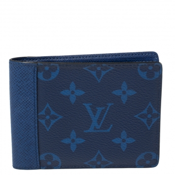 Pre Owned Louis Vuitton Cobalt Taïgarama Monogram Coated Canvas Multiple Wallet
