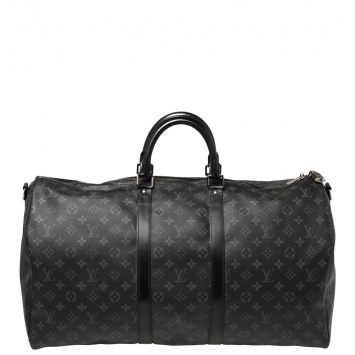 Pre Owned Louis Vuitton Monogram Eclipse Canvas and Leather Keepall Bandouliere 55 