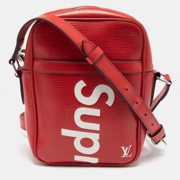 Pre Owned Louis Vuitton x Supreme Red Epi Leather Danube PM Bag