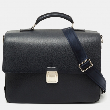 Pre Owned Louis Vuitton Dark Blue Taiga Leather Vassili GM Bag