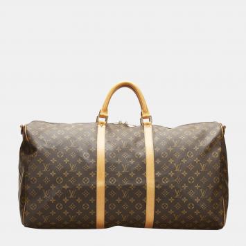 Pre Owned Louis Vuitton Brown Monogram Keepall Bandouliere 60