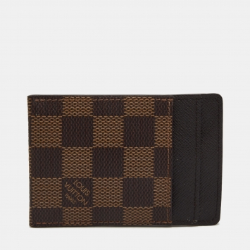 Pre Owned Louis Vuitton Damier Ebene Canvas Pince Card Holder 