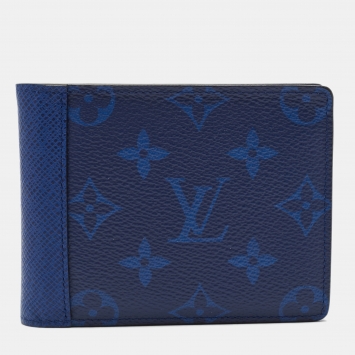 Pre Owned Louis Vuitton Cobalt Monogram Canvas and Taiga Leather Multiple Wallet