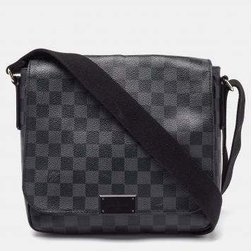 Pre Owned Louis Vuitton Damier Ebene Graphite Canvas District PM Bag