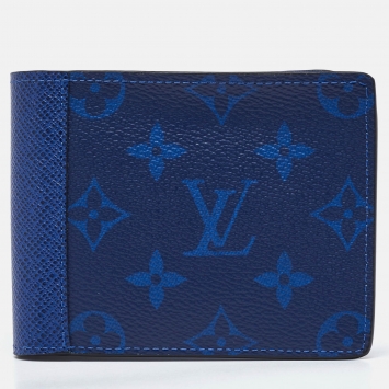 Pre Owned Louis Vuitton Cobalt Monogram Canvas and Taiga Leather Multiple Wallet