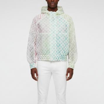 Pre Owned Louis Vuitton White Gradient Monogram Mesh Jacket M