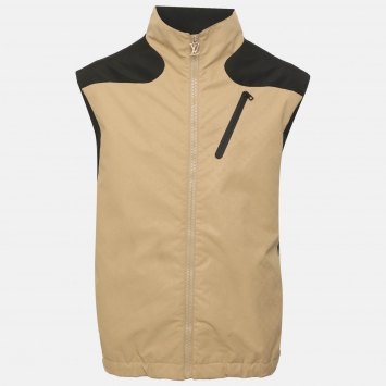 Pre Owned Louis Vuitton Beige/Black Monogram Embossed Nylon Technical Gilet Vest XXL