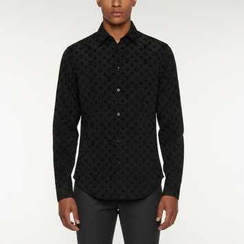 مملوكة مسبقًا Louis Vuitton Black Monogram Jacquard Long Sleeve Shirt L