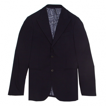 Pre Owned Louis Vuitton Uniforms Navy Blue Wool Slim Blazer XS