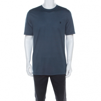 Pre Owned Louis Vuitton Teal Blue Cotton T Shirt XL 