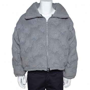 Pre Owned Louis Vuitton Grey Cashmere Monogram Boyhood Puffer Jacket M