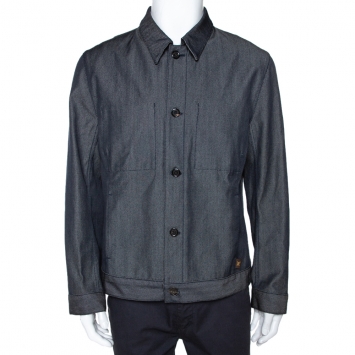 Pre Owned Louis Vuitton Dark Blue Wool Blend Denim Jacket XXL