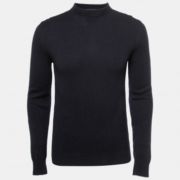 Pre Owned Louis Vuitton Black & Blue Monogram Cashmere Sweater XS
