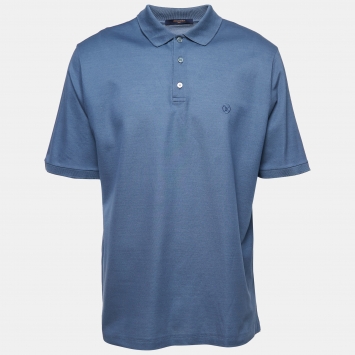 Pre Owned Louis Vuitton Blue Cotton Pique Polo T-Shirt 4XL