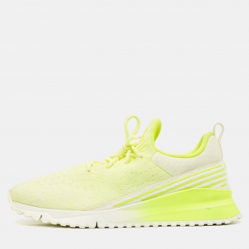 Pre Owned Louis Vuitton Neon Yellow Knit Fabric V.N.R Sneakers Size 45