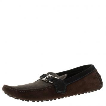 Pre Owned Louis Vuitton Tri Color Suede Hockenheim Loafers Size 39.5