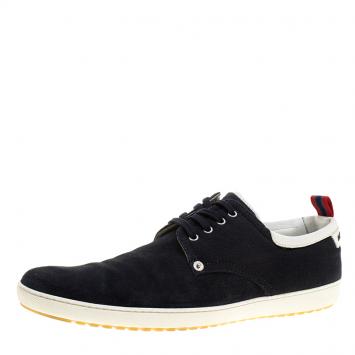 Pre Owned Louis Vuitton Blue Suede and Fabric Sneakers Size 43.5