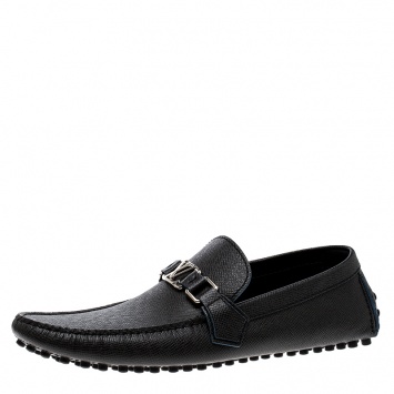 Pre Owned Louis Vuitton Black Leather Hockenheim Loafers Size 43