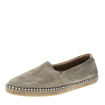 Pre Owned Louis Vuitton Beige Suede Slip On Espadrilles Size 44.5